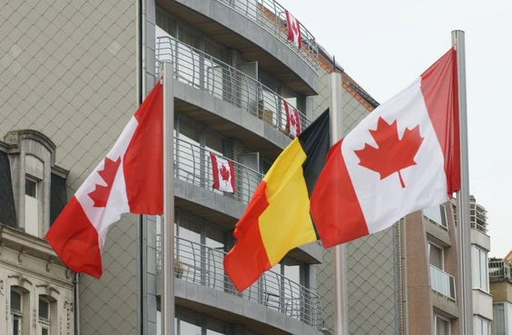 Canada and American flag