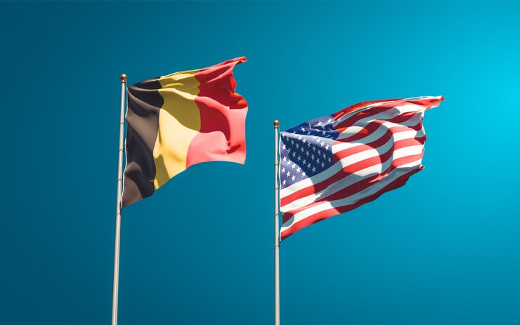 Belgium and American flag